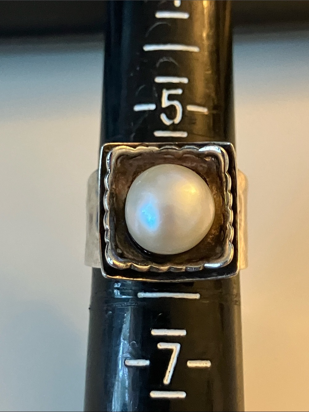 Silpada Sterling Silver Pearl Square Bezel Ring